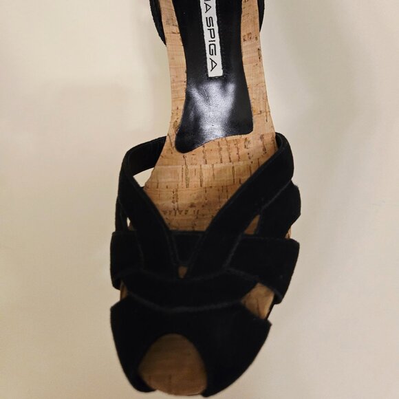 VIA SPIGA Black Leather Upper Strappy Peep-Toe Ankle Strap Shoe - Size 6.5M - Picture 7 of 15